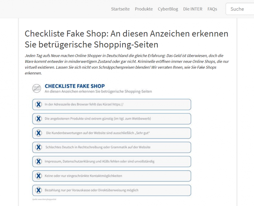 Fake Shops online erkennen